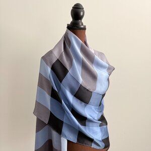 New Burberry Silk Satin Blue Scarf